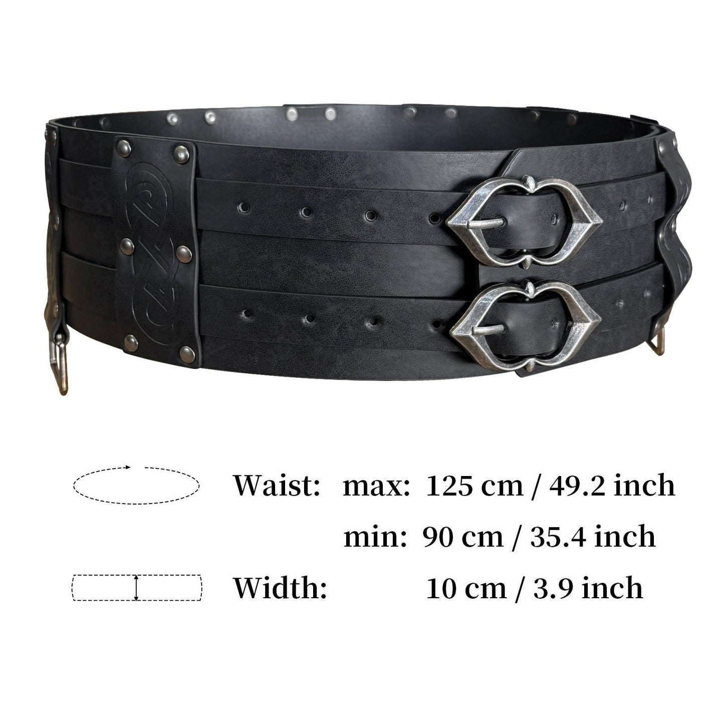 HiiFeuer Viking Wide Belt, Medieval Faux Leather Armor Belt Knight Corset Belt, LARP Costume