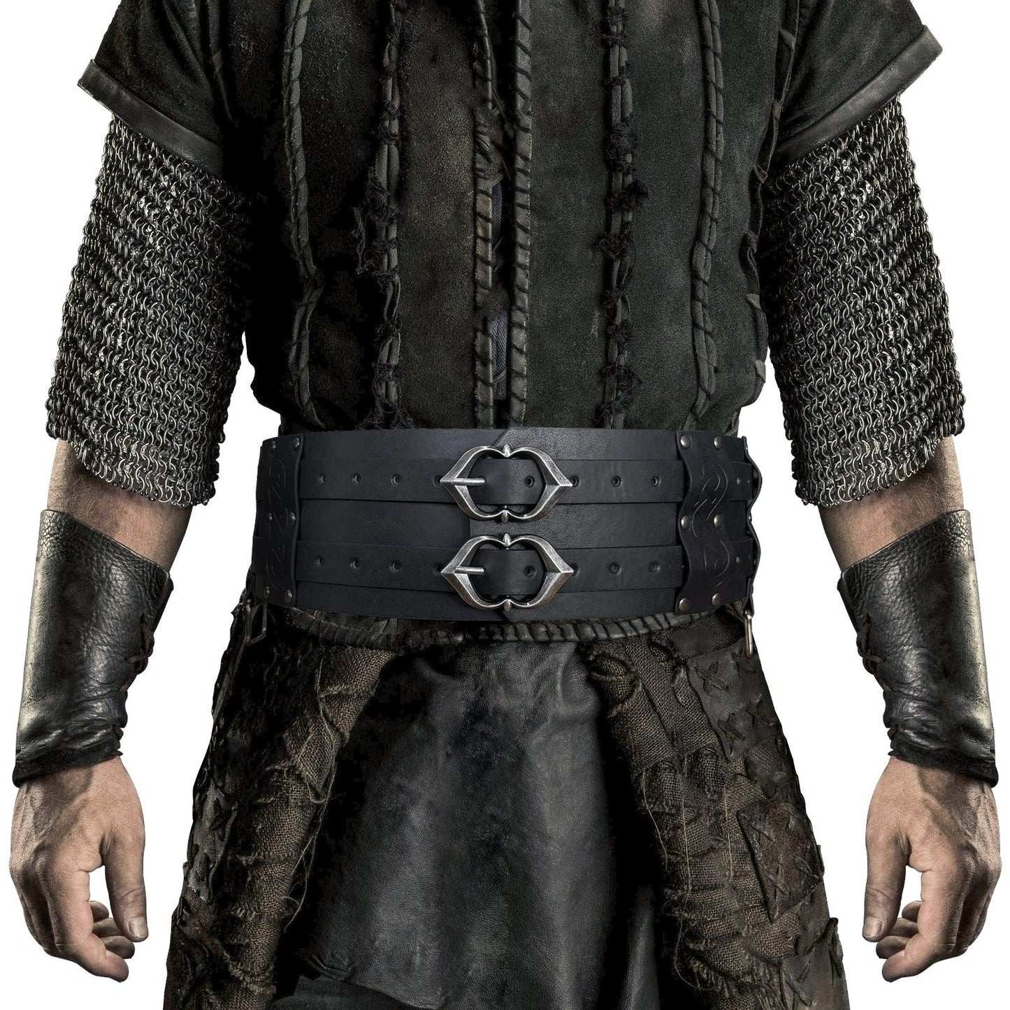 HiiFeuer Viking Wide Belt, Medieval Faux Leather Armor Belt Knight Corset Belt, LARP Costume