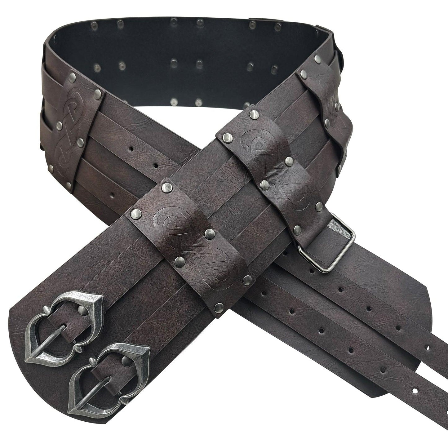 HiiFeuer Viking Wide Belt, Medieval Faux Leather Armor Belt Knight Corset Belt, LARP Costume