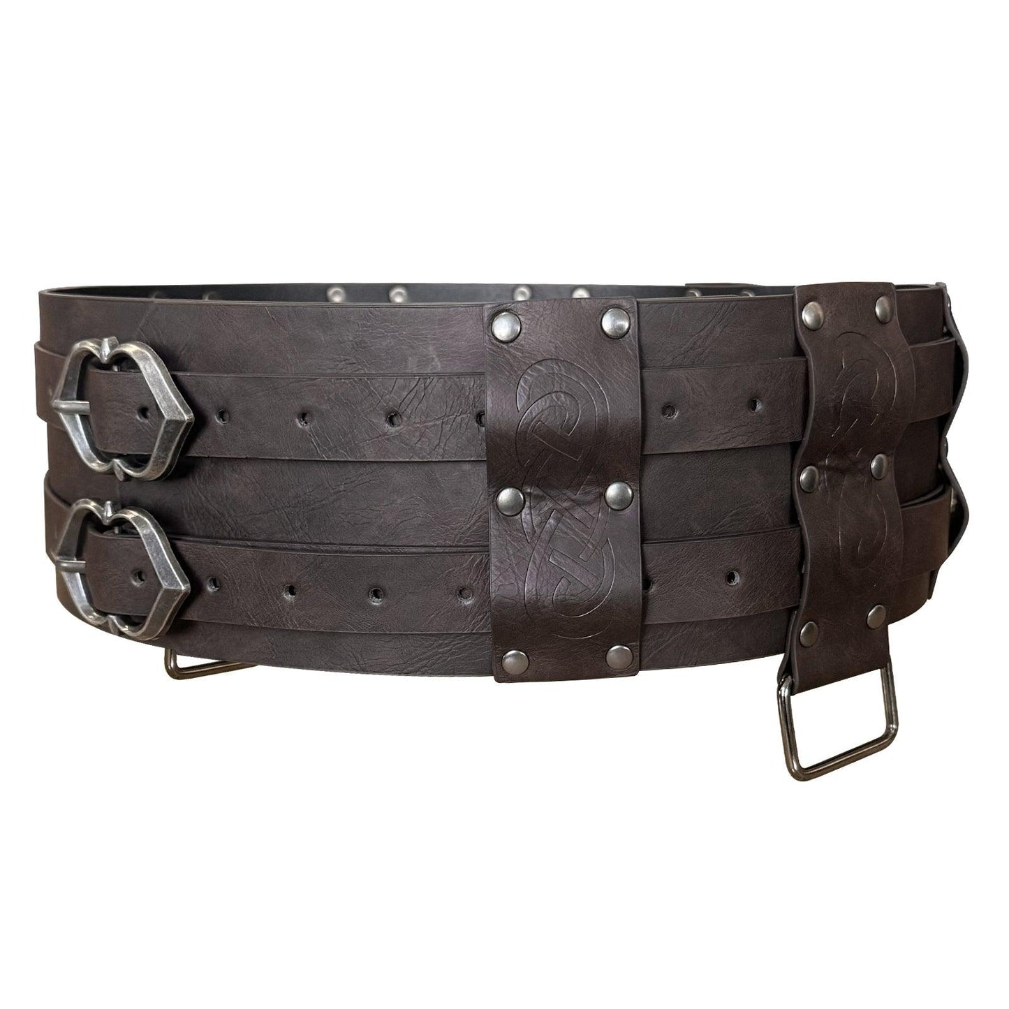 HiiFeuer Viking Wide Belt, Medieval Faux Leather Armor Belt Knight Corset Belt, LARP Costume