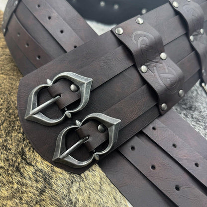HiiFeuer Viking Wide Belt, Medieval Faux Leather Armor Belt Knight Corset Belt, LARP Costume