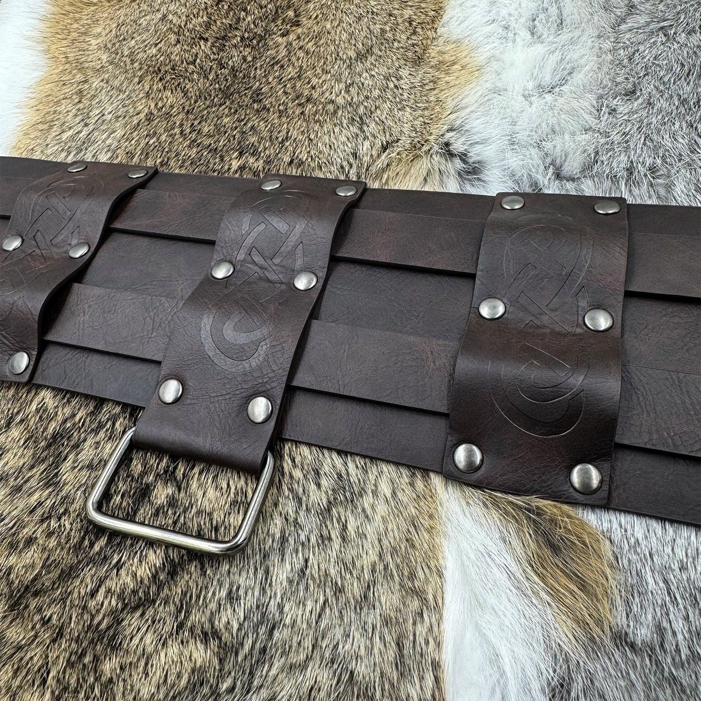 HiiFeuer Viking Wide Belt, Medieval Faux Leather Armor Belt Knight Corset Belt, LARP Costume