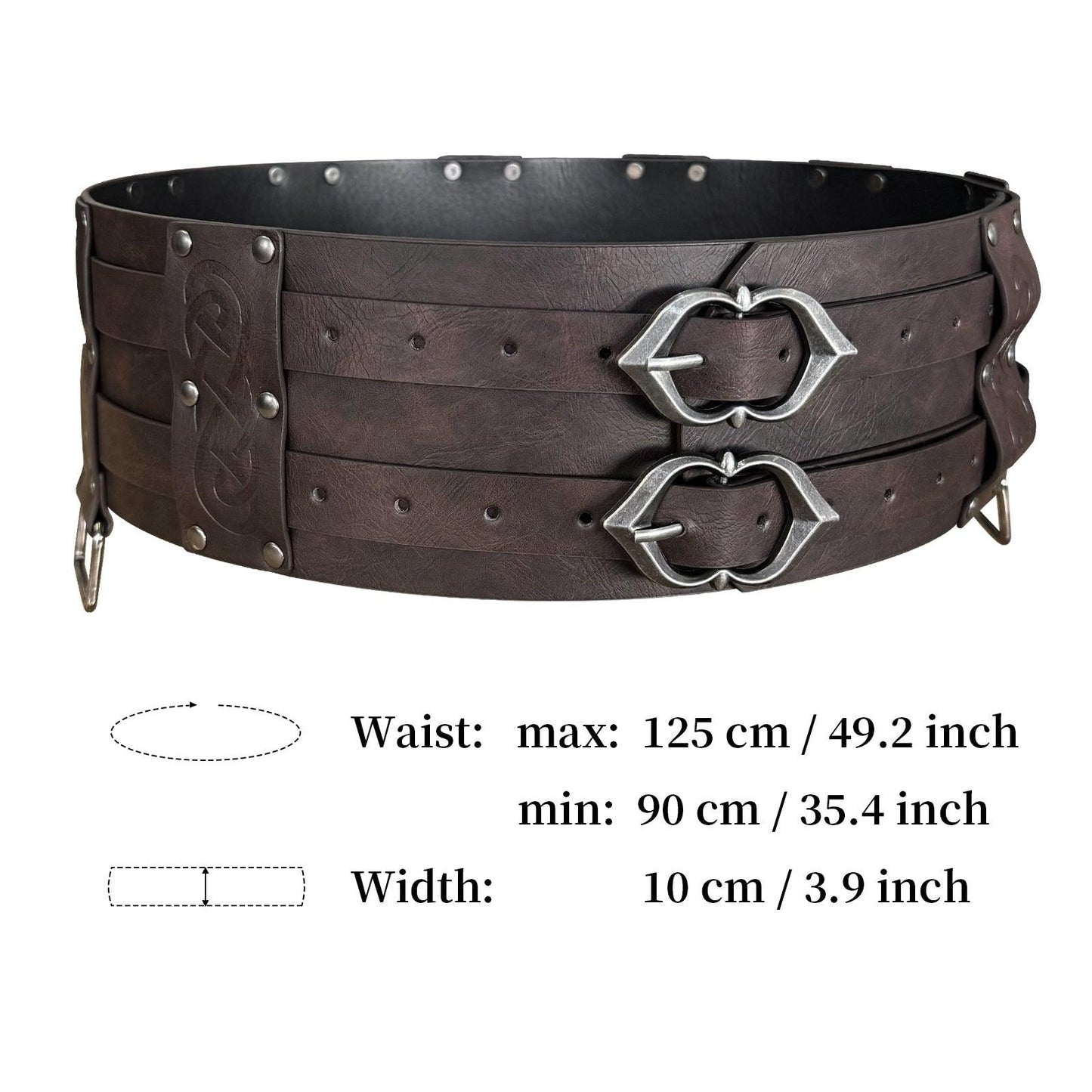 HiiFeuer Viking Wide Belt, Medieval Faux Leather Armor Belt Knight Corset Belt, LARP Costume