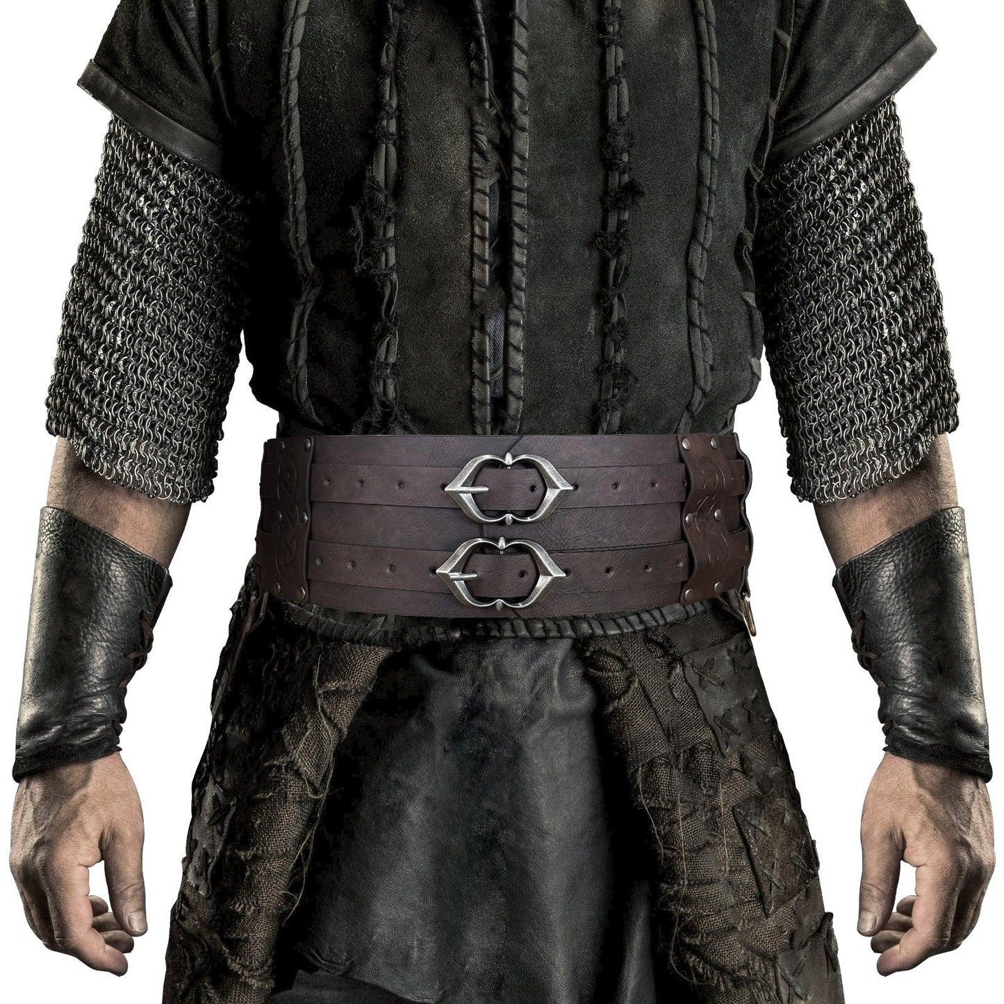 HiiFeuer Viking Wide Belt, Medieval Faux Leather Armor Belt Knight Corset Belt, LARP Costume
