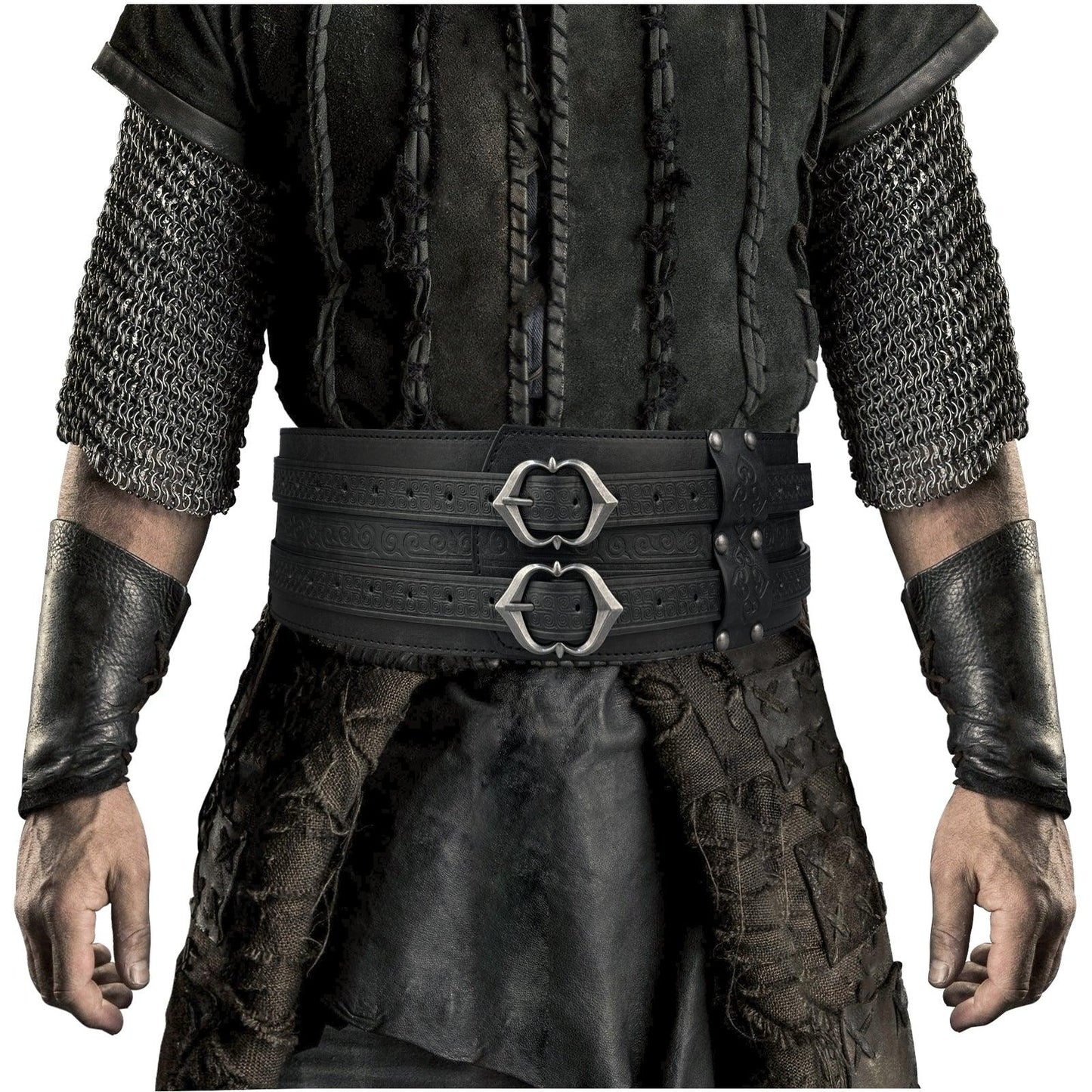 HiiFeuer Viking Wide Belt, Medieval Faux Leather Armor Belt Knight Corset Belt, LARP Costume