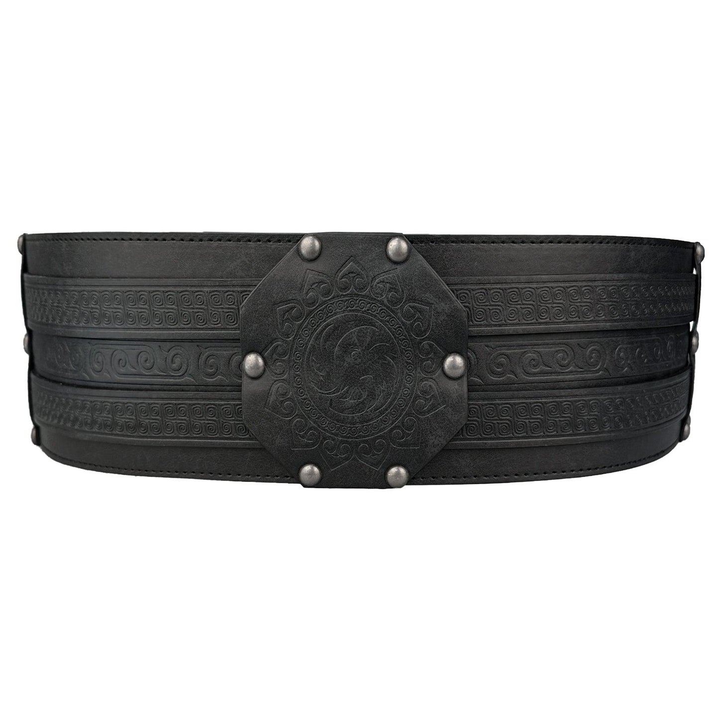 HiiFeuer Viking Wide Belt, Medieval Faux Leather Armor Belt Knight Corset Belt, LARP Costume