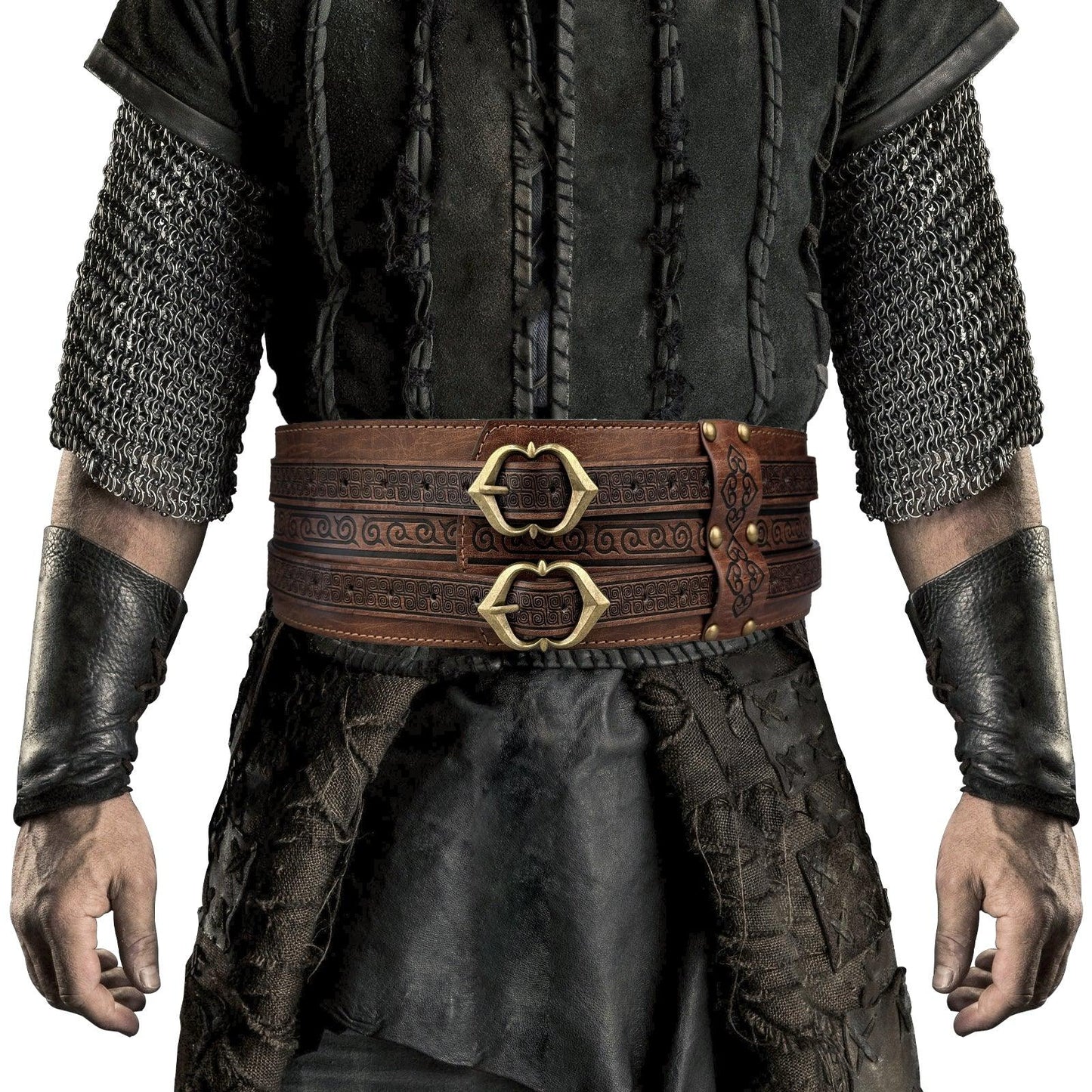 HiiFeuer Viking Wide Belt, Medieval Faux Leather Armor Belt Knight Corset Belt, LARP Costume