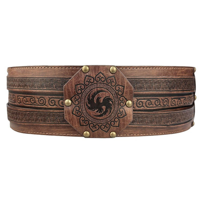 HiiFeuer Viking Wide Belt, Medieval Faux Leather Armor Belt Knight Corset Belt, LARP Costume