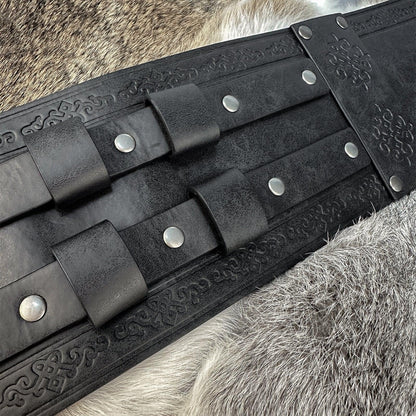 HiiFeuer Viking Wide Belt, Medieval Faux Leather Armor Belt Knight Corset Belt, LARP Costume