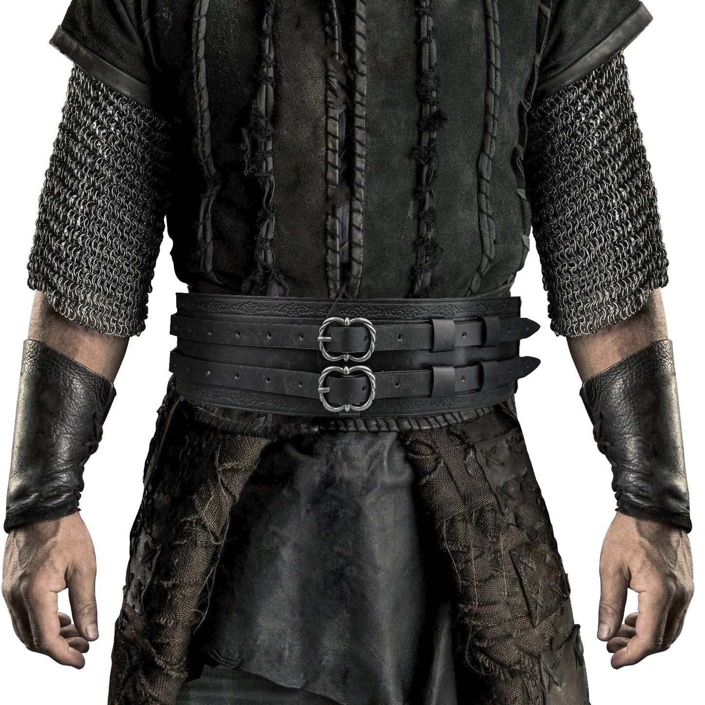 HiiFeuer Viking Wide Belt, Medieval Faux Leather Armor Belt Knight Corset Belt, LARP Costume