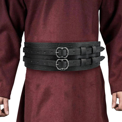 HiiFeuer Viking Wide Belt, Medieval Faux Leather Armor Belt Knight Corset Belt, LARP Costume