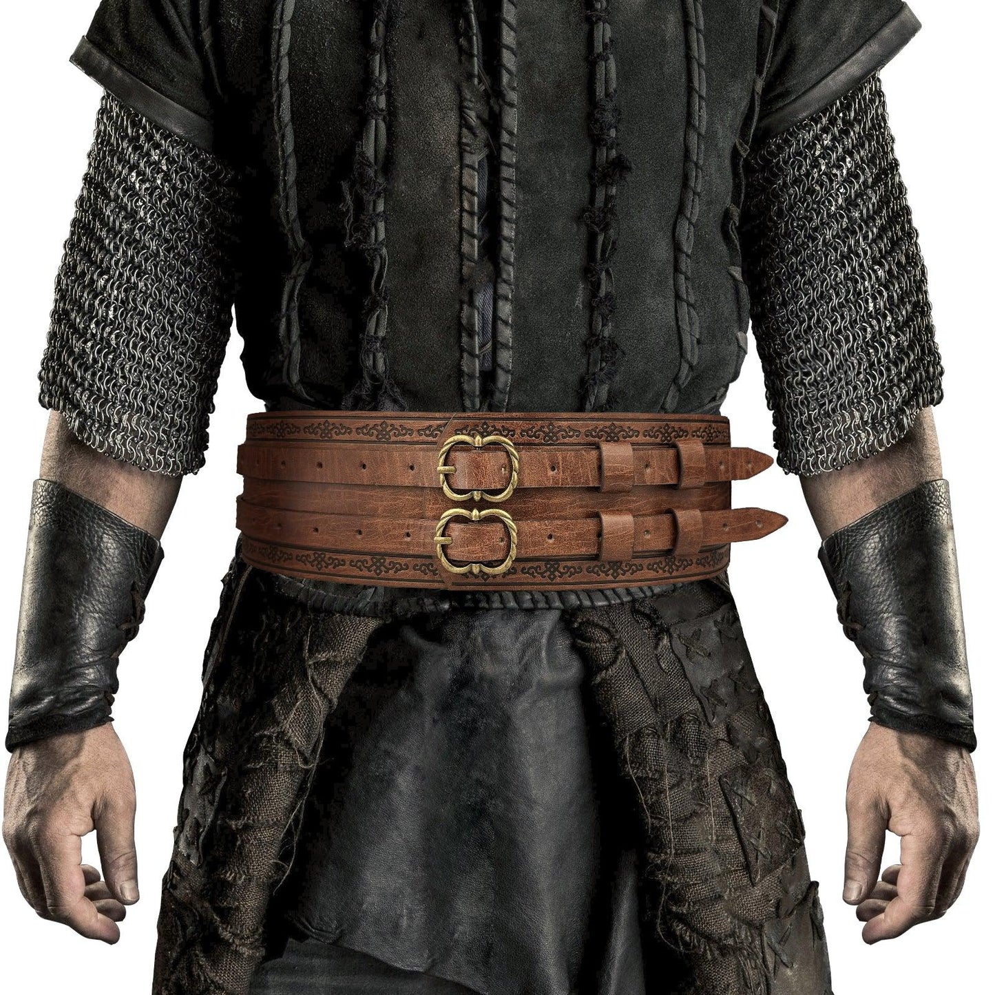 HiiFeuer Viking Wide Belt, Medieval Faux Leather Armor Belt Knight Corset Belt, LARP Costume