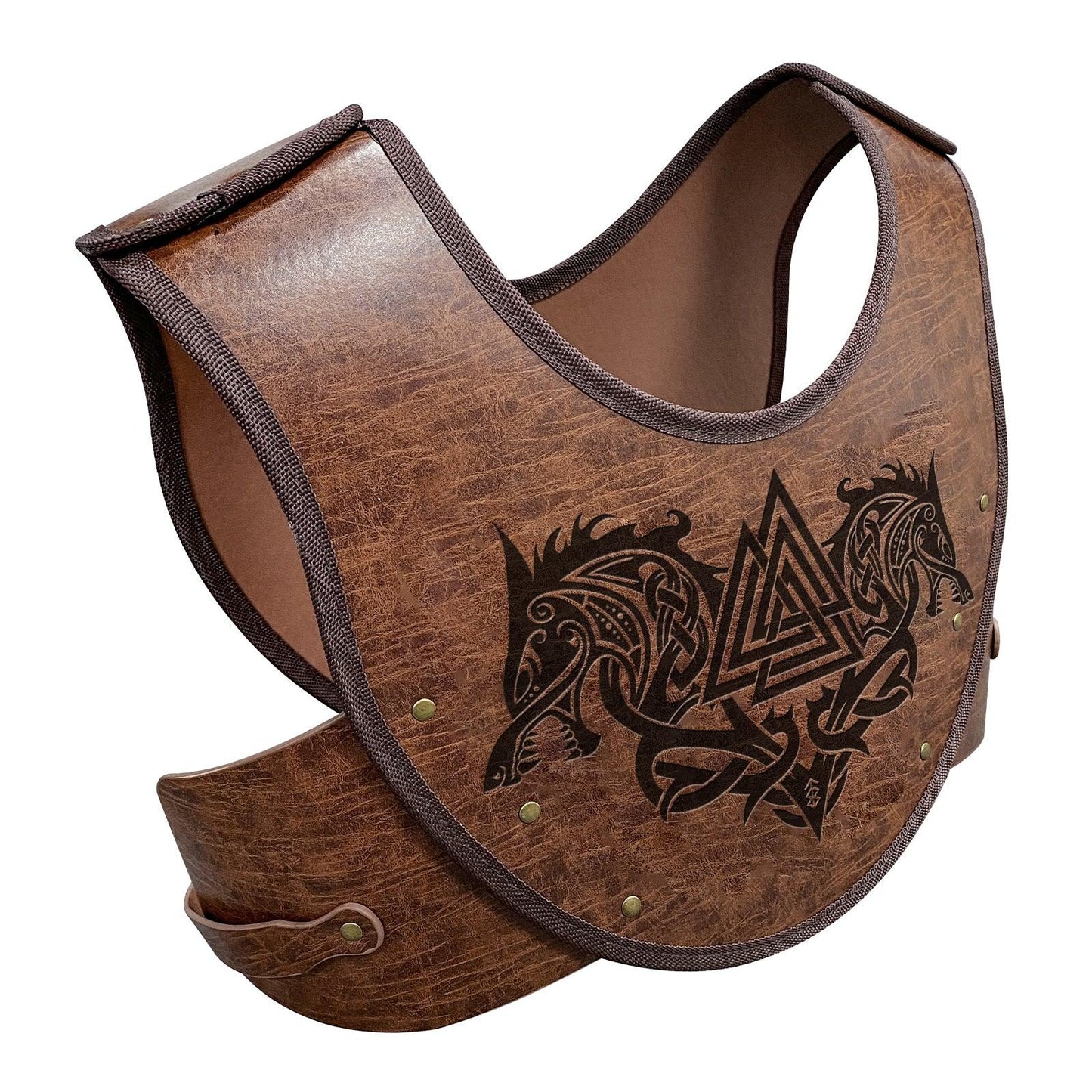HiiFeuer Embossed PU Leather Chest Armor, Viking Warrior Chest Armor, Medieval Knight Armor for LARP Cosplay Activities