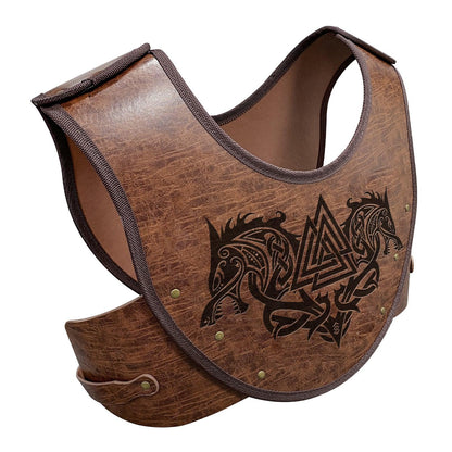 HiiFeuer Embossed PU Leather Chest Armor, Viking Warrior Chest Armor, Medieval Knight Armor for LARP Cosplay Activities