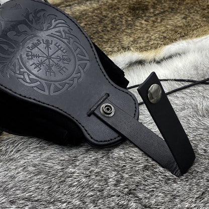 HiiFeuer Medieval Faux Leather Pouch, Portable Drawstring Purse, Vintage Belt Pouch Dice Bag For LARP Ren Faire