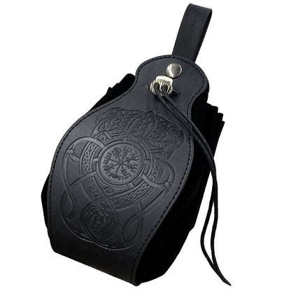 HiiFeuer Medieval Faux Leather Pouch, Portable Drawstring Purse, Vintage Belt Pouch Dice Bag For LARP Ren Faire