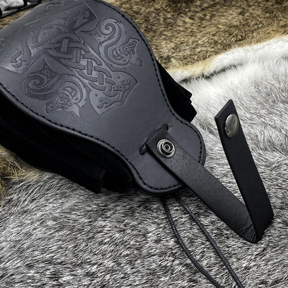 HiiFeuer Medieval Faux Leather Pouch, Portable Drawstring Purse, Vintage Belt Pouch Dice Bag For LARP Ren Faire