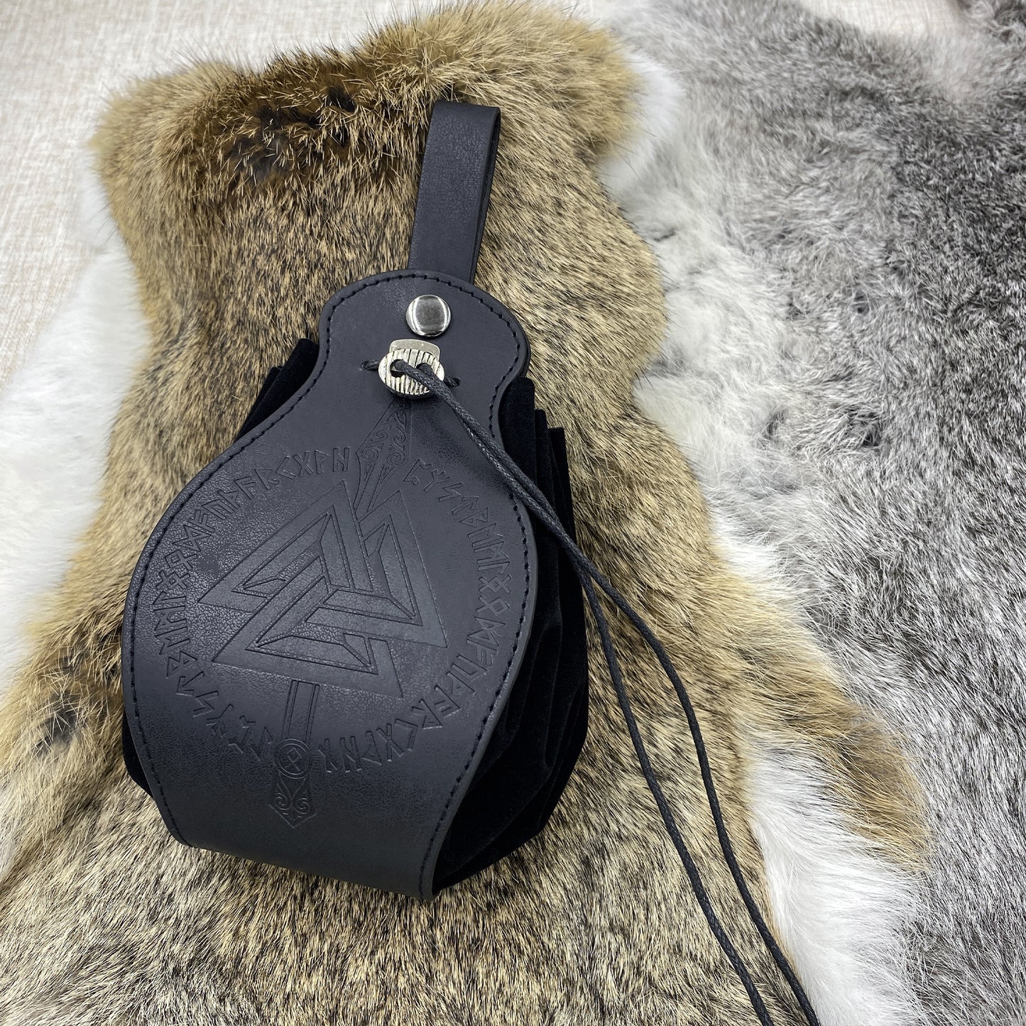 HiiFeuer Medieval Faux Leather Pouch, Portable Drawstring Purse, Vintage Belt Pouch Dice Bag For LARP Ren Faire