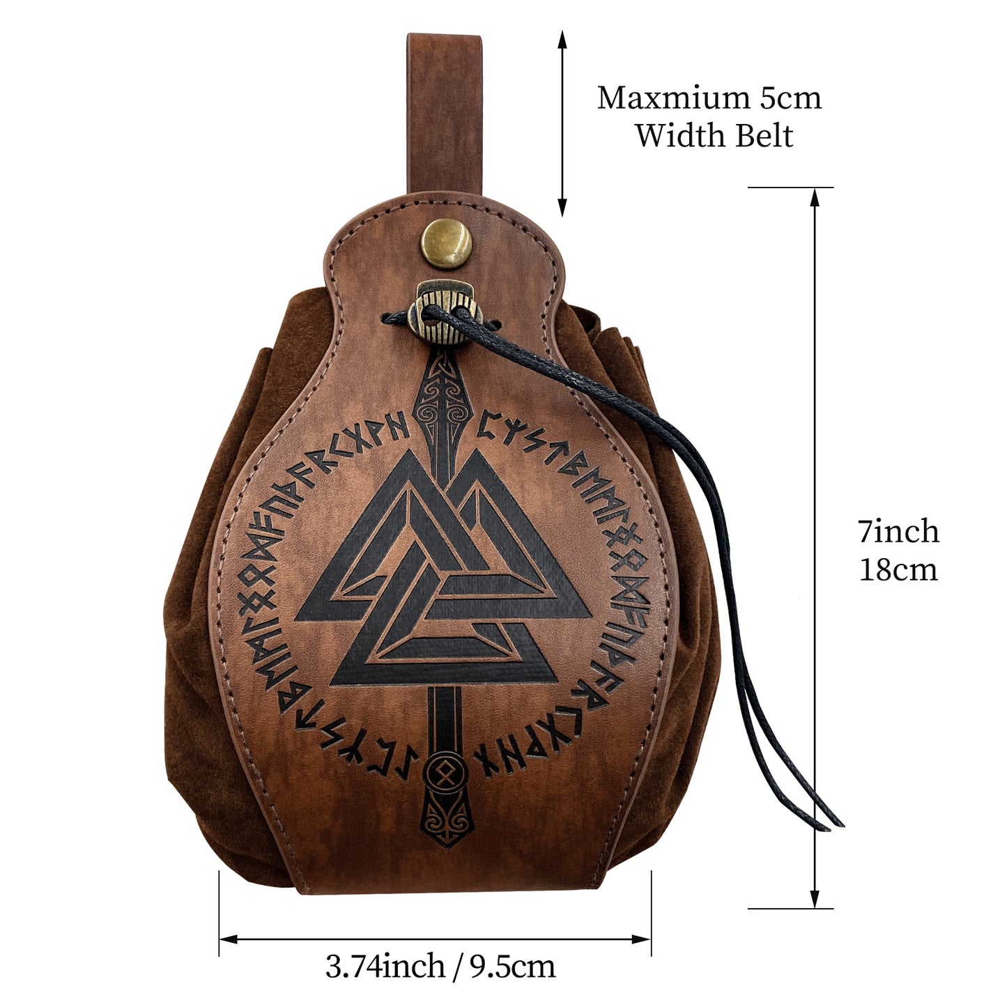 HiiFeuer Medieval Faux Leather Pouch, Portable Drawstring Purse, Vintage Belt Pouch Dice Bag For LARP Ren Faire