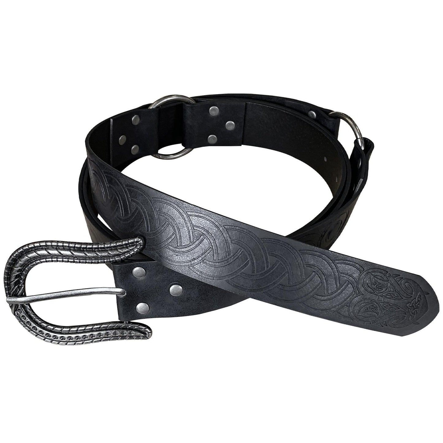 HiiFeuer Nordic Embossed Buckle Belt, Retro Medieval Faux Leather Knight Belt, LARP Cosplay