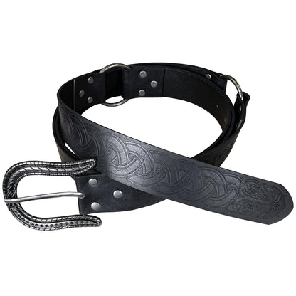 HiiFeuer Nordic Embossed Buckle Belt, Retro Medieval Faux Leather Knight Belt, LARP Cosplay