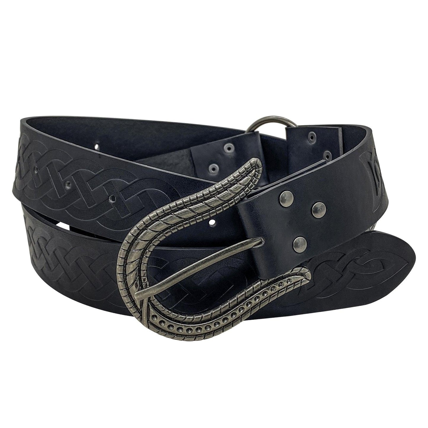 HiiFeuer Nordic Embossed Buckle Belt, Retro Medieval Faux Leather Knight Belt, LARP Cosplay
