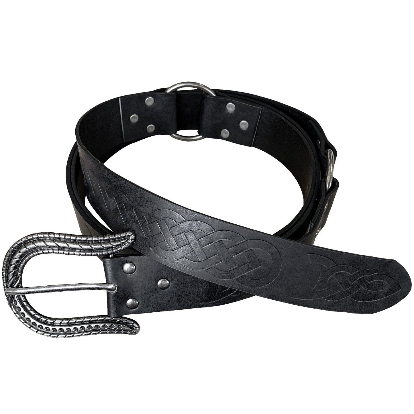 HiiFeuer Nordic Embossed Buckle Belt, Retro Medieval Faux Leather Knight Belt, LARP Cosplay