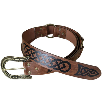 HiiFeuer Nordic Embossed Buckle Belt, Retro Medieval Faux Leather Knight Belt, LARP Cosplay