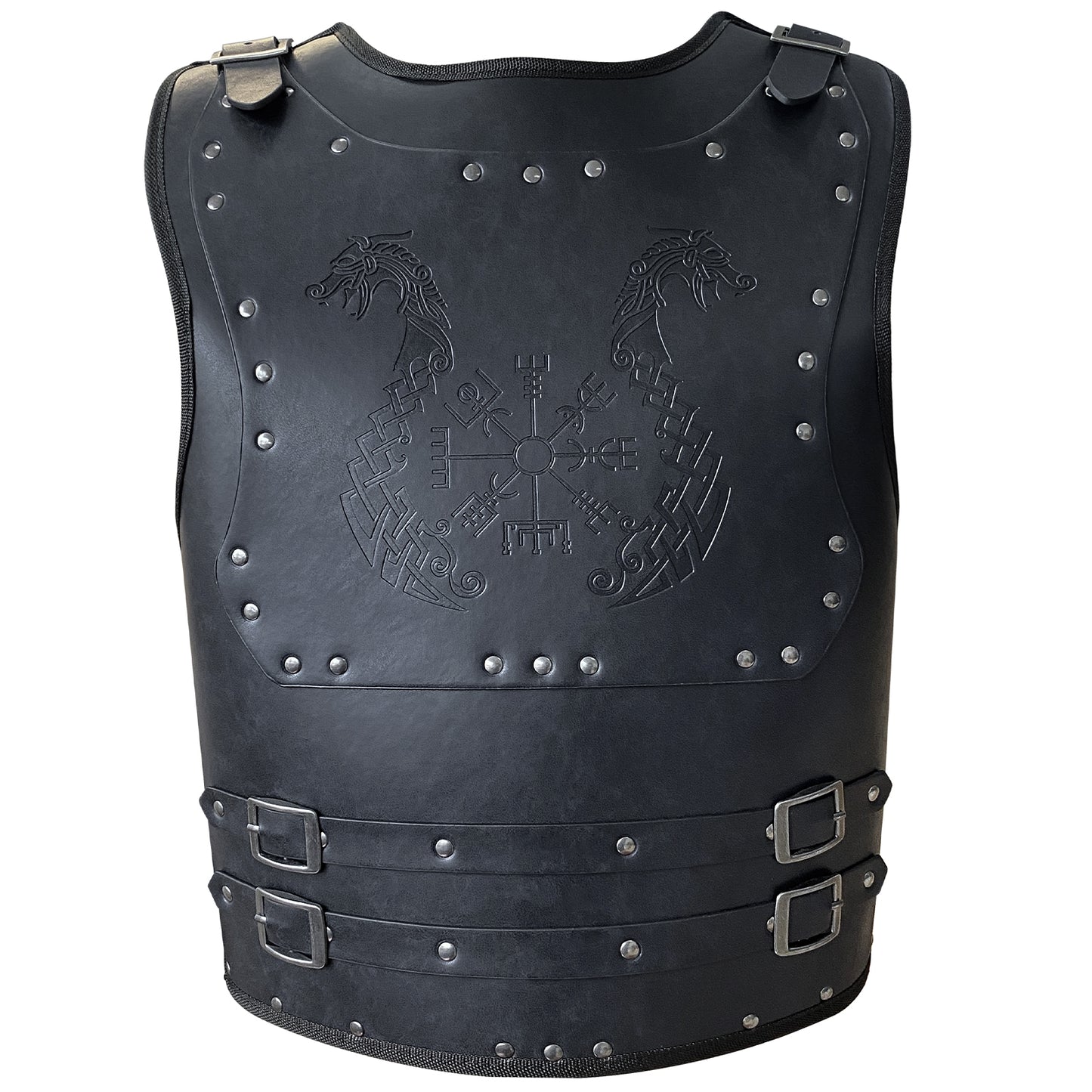 HiiFeuer Viking Warrior PU Leather Chest Armor, Retro Knight Leather Body Armor, Medieval Armor for LARP/Cosplay