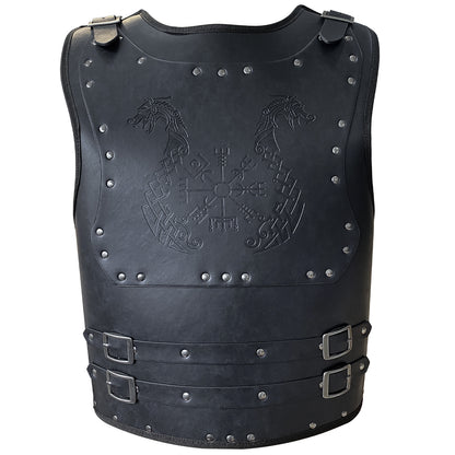 HiiFeuer Viking Warrior PU Leather Chest Armor, Retro Knight Leather Body Armor, Medieval Armor for LARP/Cosplay