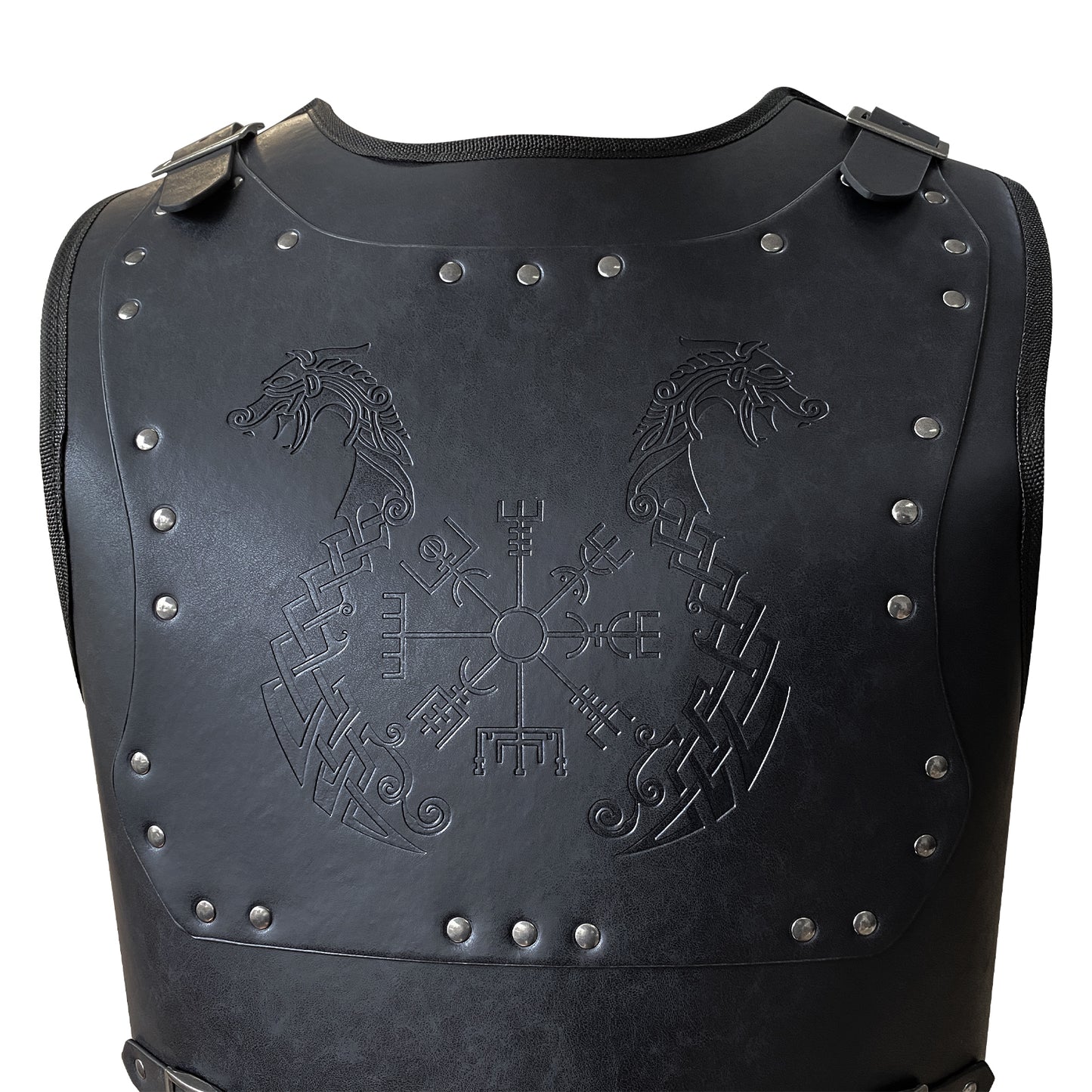 HiiFeuer Viking Warrior PU Leather Chest Armor, Retro Knight Leather Body Armor, Medieval Armor for LARP/Cosplay