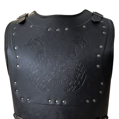 HiiFeuer Viking Warrior PU Leather Chest Armor, Retro Knight Leather Body Armor, Medieval Armor for LARP/Cosplay