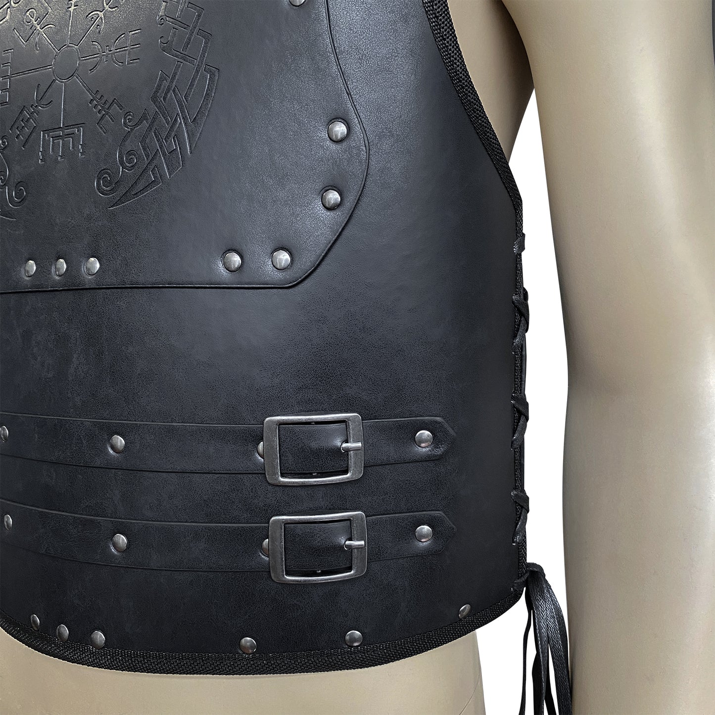 HiiFeuer Viking Warrior PU Leather Chest Armor, Retro Knight Leather Body Armor, Medieval Armor for LARP/Cosplay