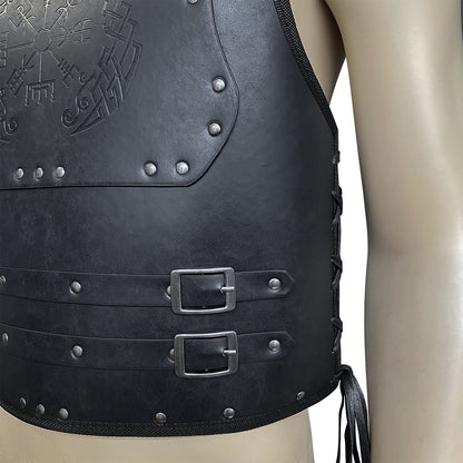 HiiFeuer Viking Warrior PU Leather Chest Armor, Retro Knight Leather Body Armor, Medieval Armor for LARP/Cosplay