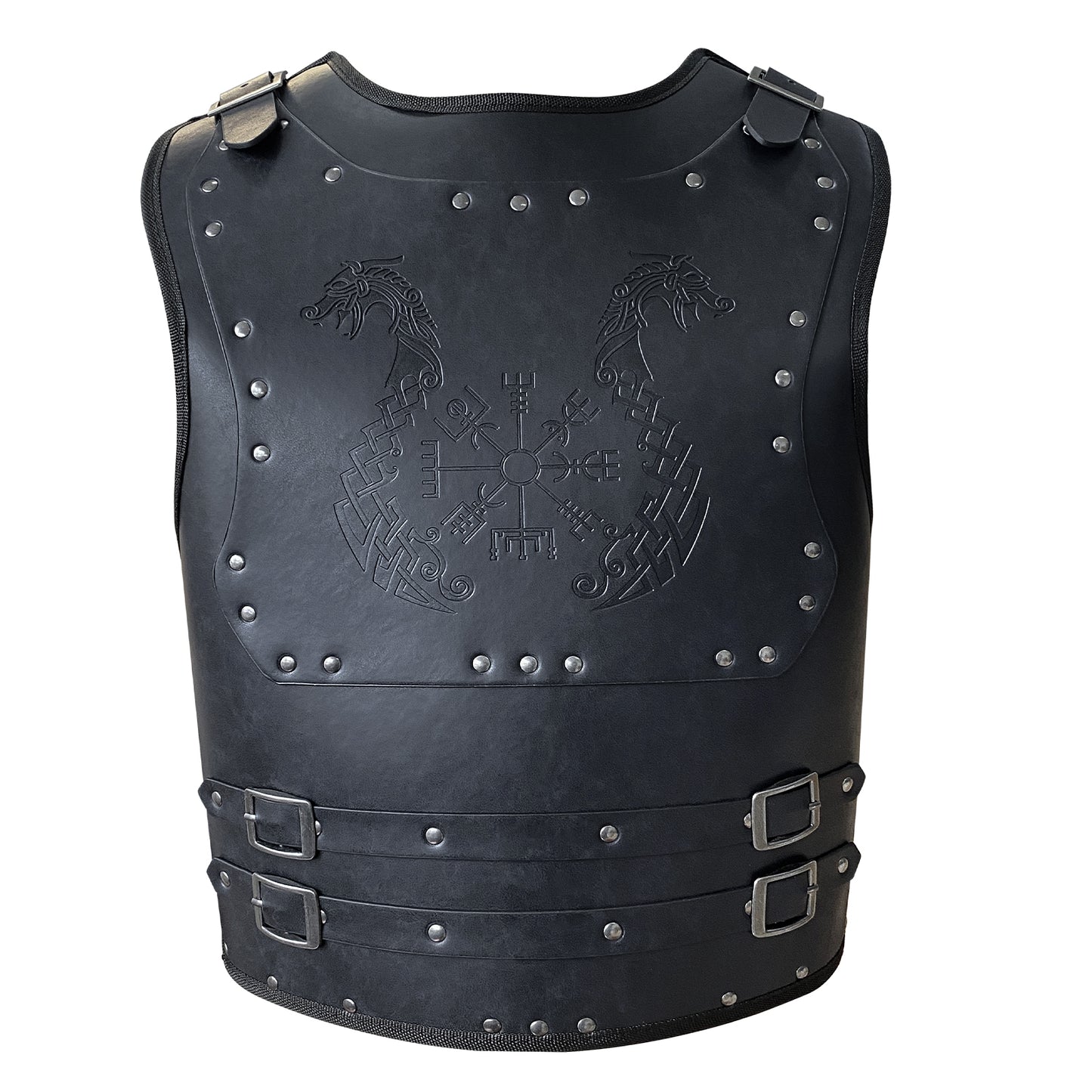 HiiFeuer Viking Warrior PU Leather Chest Armor, Retro Knight Leather Body Armor, Medieval Armor for LARP/Cosplay