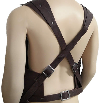 HiiFeuer Viking Warrior PU Leather Chest Armor, Retro Knight Leather Body Armor, Medieval Armor for LARP/Cosplay