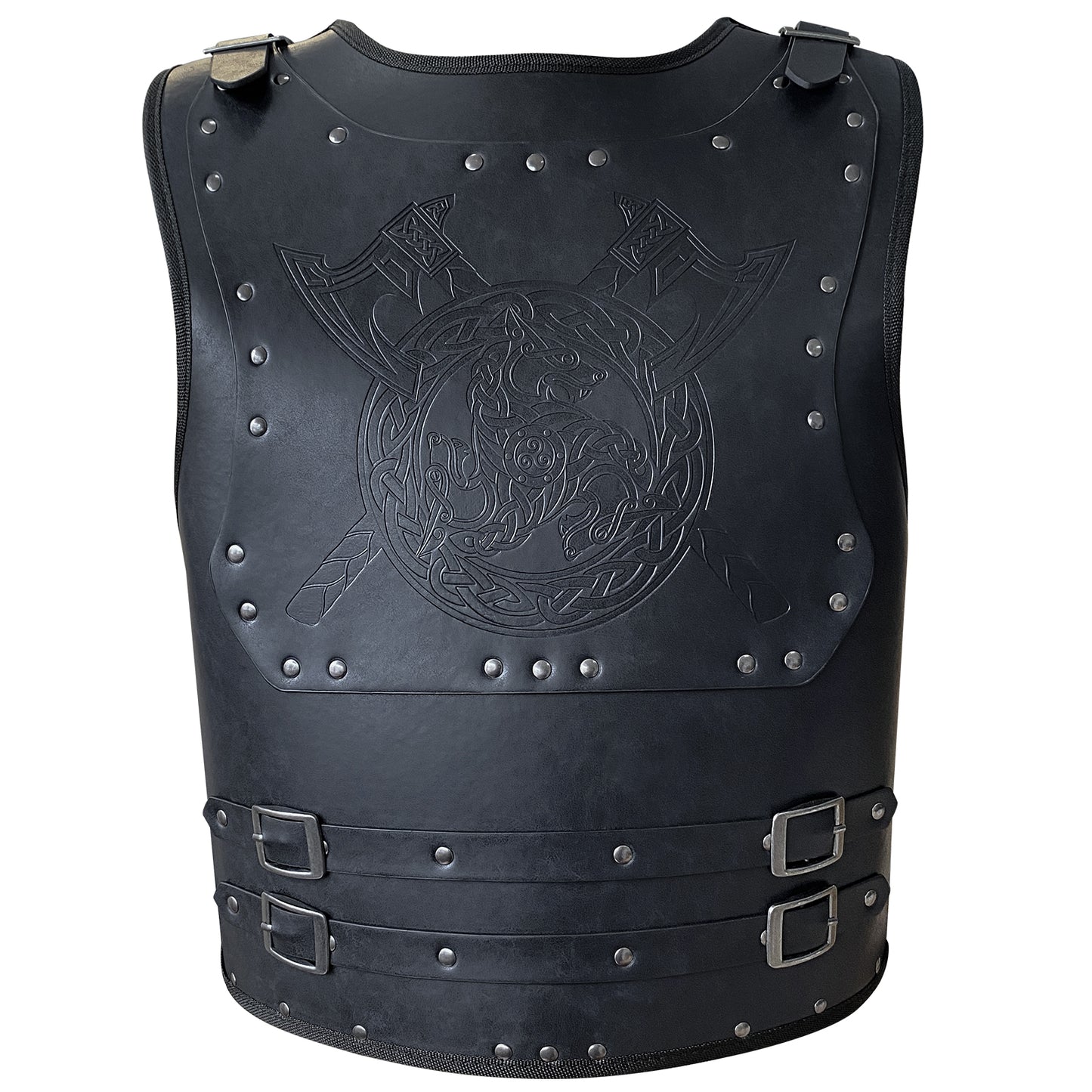 HiiFeuer Viking Warrior PU Leather Chest Armor, Retro Knight Leather Body Armor, Medieval Armor for LARP/Cosplay
