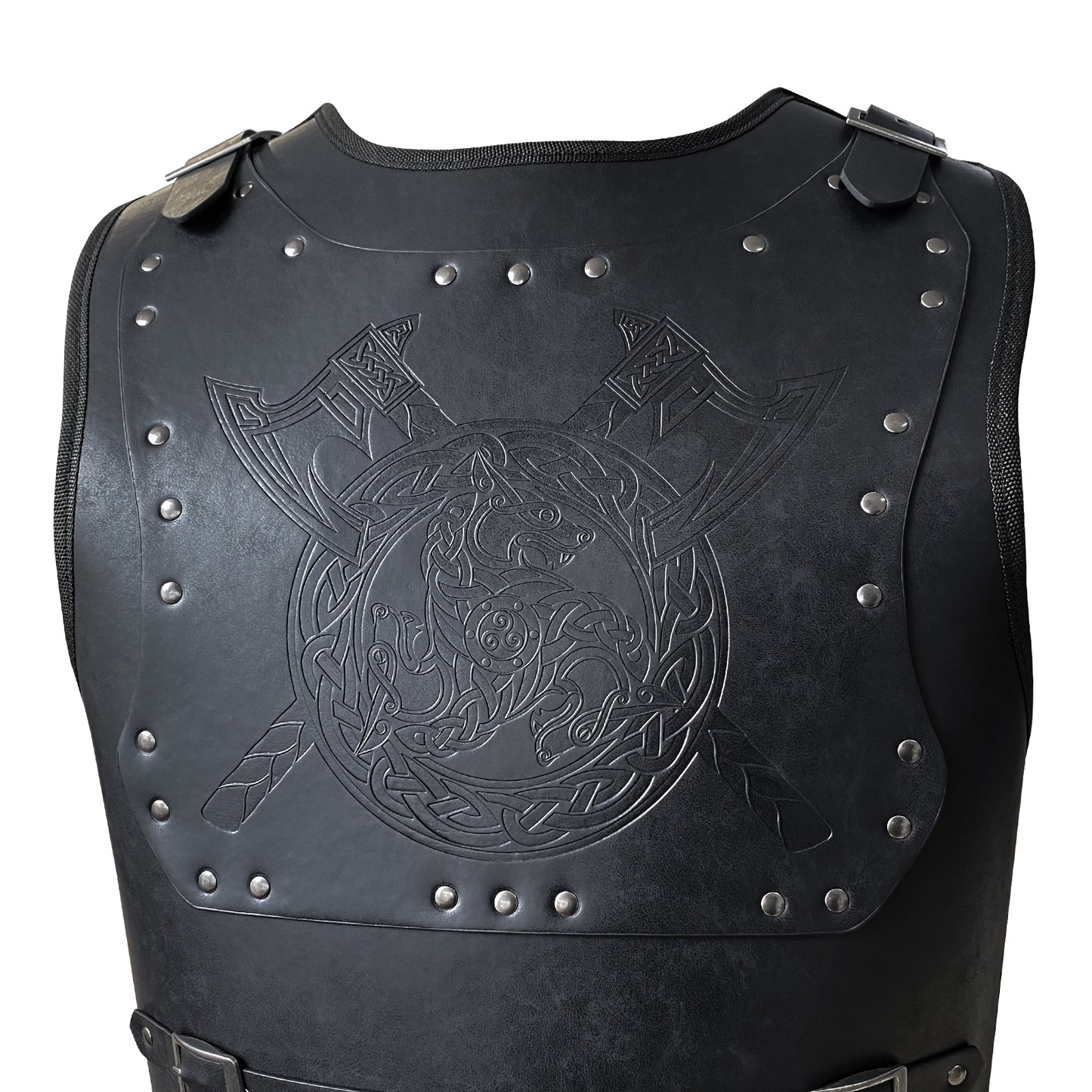 HiiFeuer Viking Warrior PU Leather Chest Armor, Retro Knight Leather Body Armor, Medieval Armor for LARP/Cosplay
