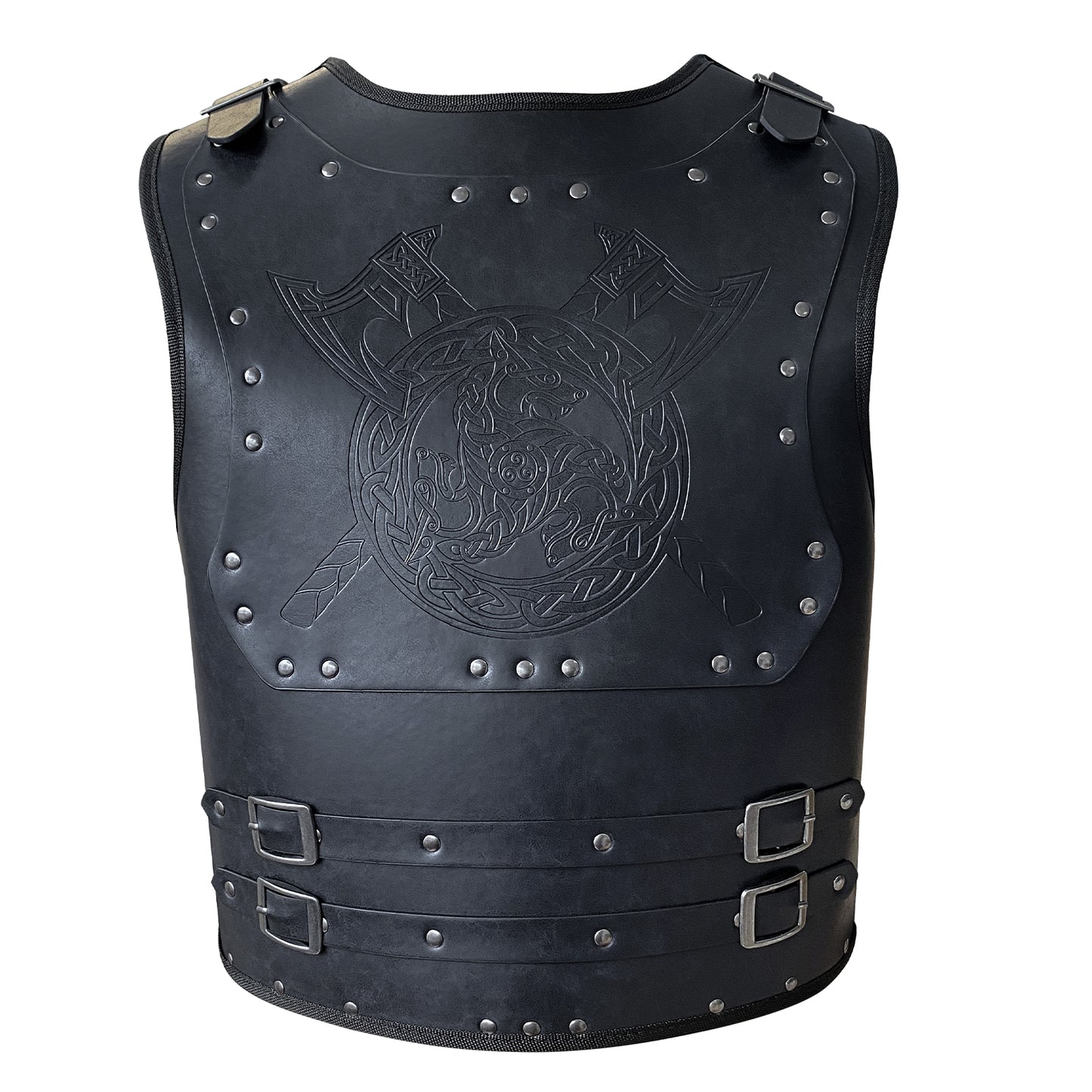 HiiFeuer Viking Warrior PU Leather Chest Armor, Retro Knight Leather Body Armor, Medieval Armor for LARP/Cosplay