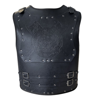 HiiFeuer Viking Warrior PU Leather Chest Armor, Retro Knight Leather Body Armor, Medieval Armor for LARP/Cosplay