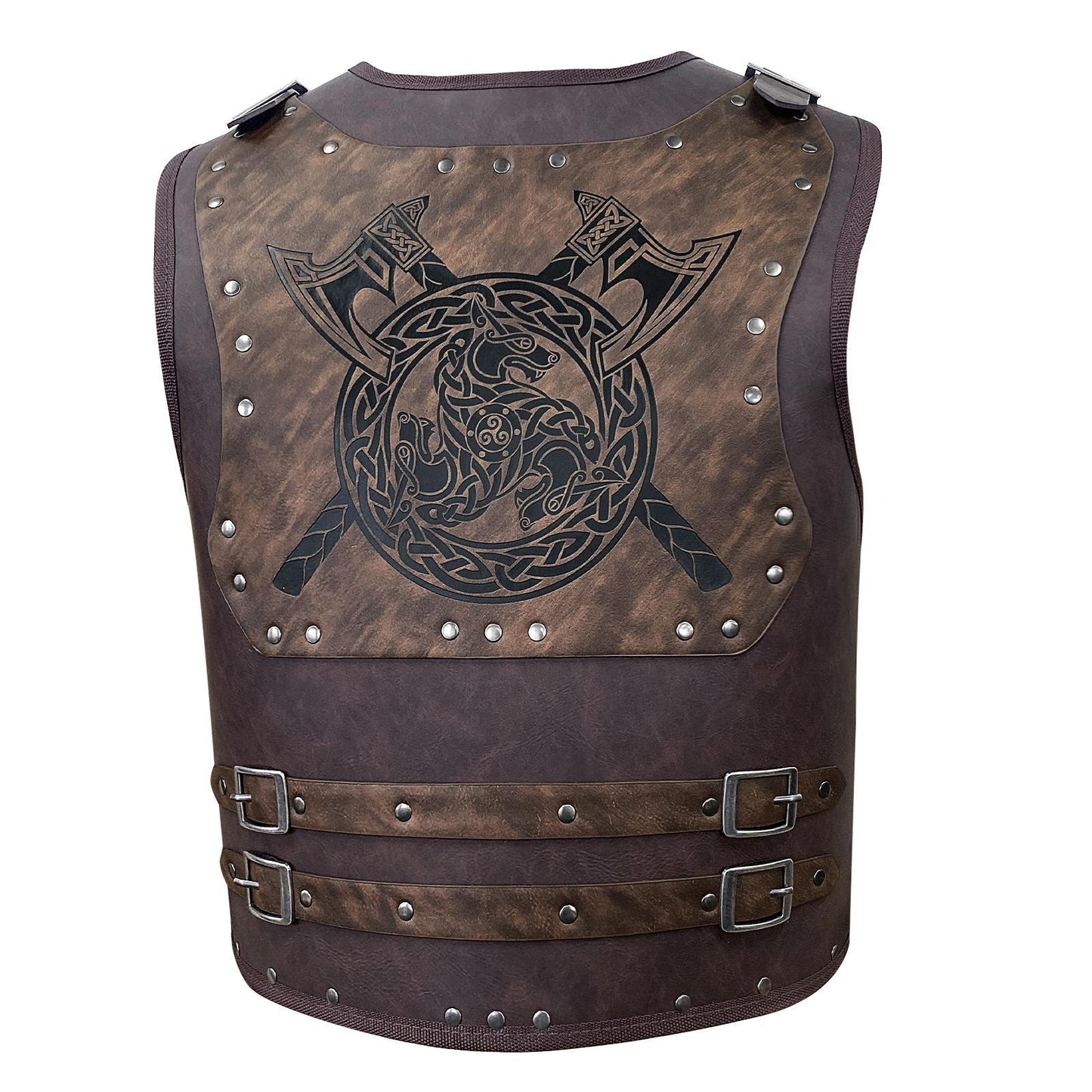 HiiFeuer Viking Warrior PU Leather Chest Armor, Retro Knight Leather Body Armor, Medieval Armor for LARP/Cosplay