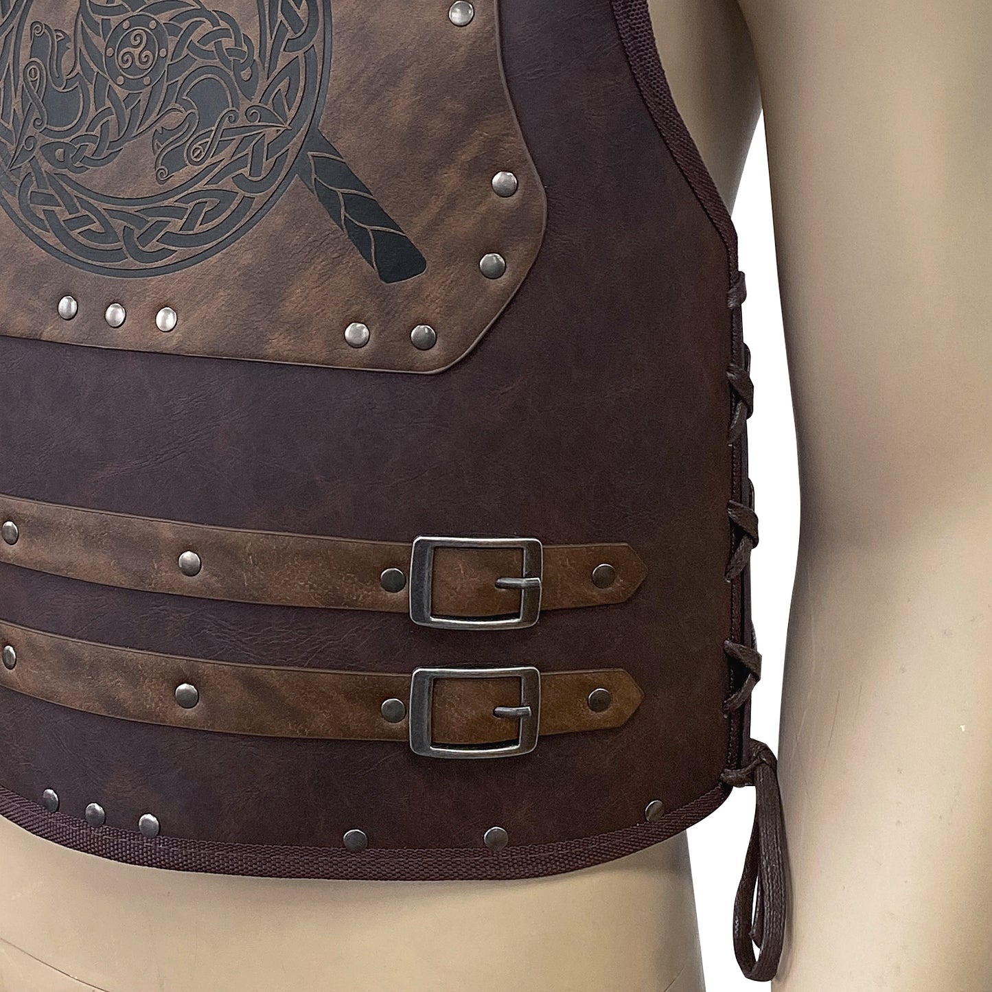 HiiFeuer Viking Warrior PU Leather Chest Armor, Retro Knight Leather Body Armor, Medieval Armor for LARP/Cosplay