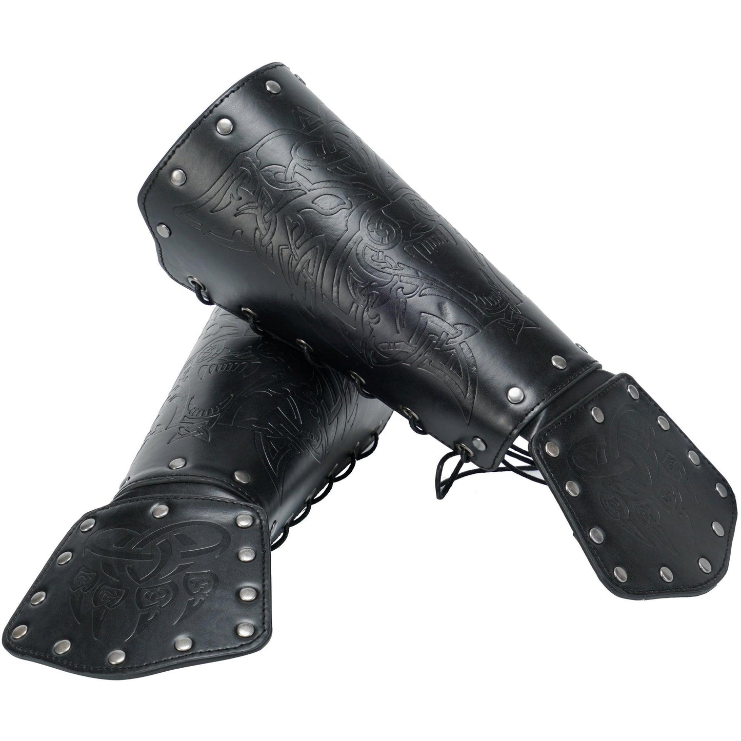 HiiFeuer Viking Fenrir Gauntlet, Medieval Faux Leather Arm Armor Knight Bracer, LARP Halloween Costume