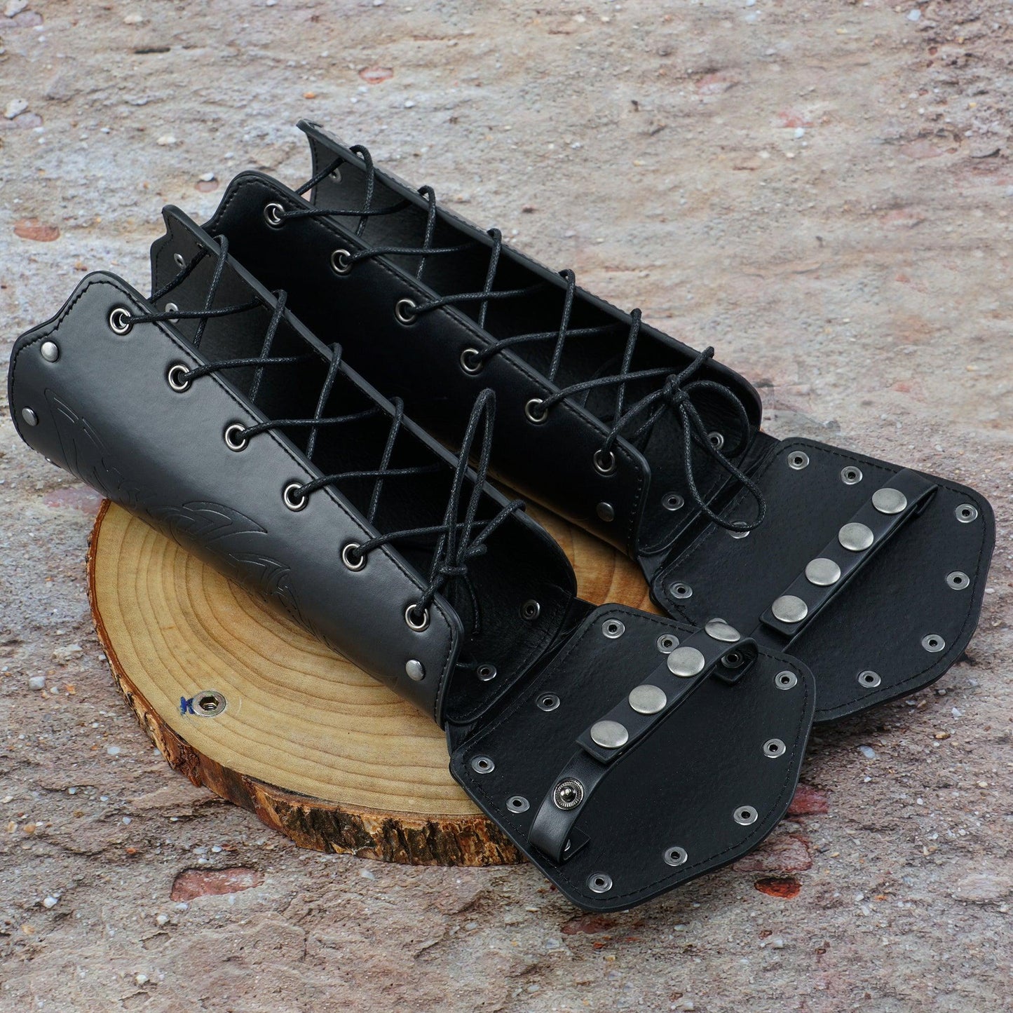 HiiFeuer Viking Fenrir Gauntlet, Medieval Faux Leather Arm Armor Knight Bracer, LARP Halloween Costume