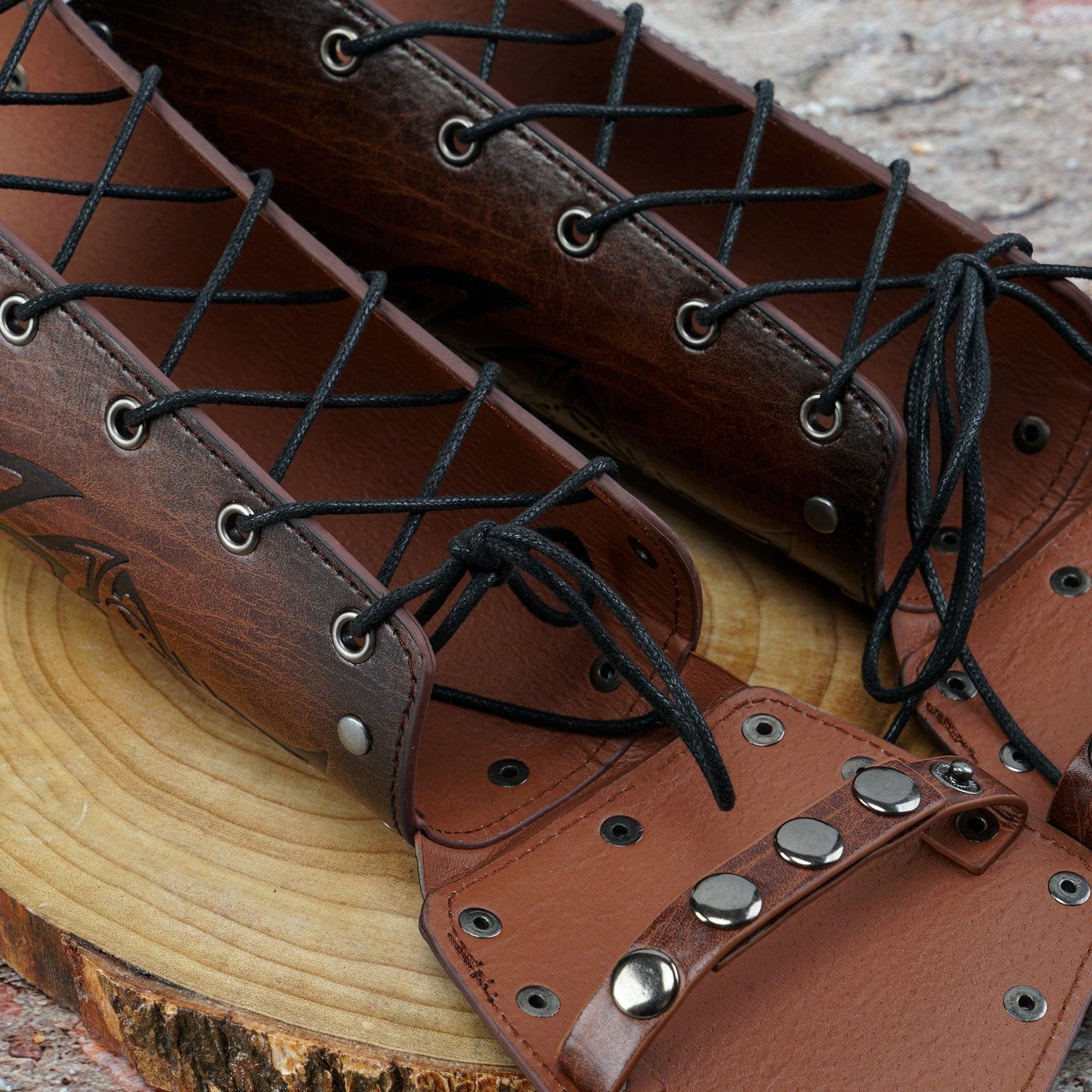 HiiFeuer Viking Fenrir Gauntlet, Medieval Faux Leather Arm Armor Knight Bracer, LARP Halloween Costume