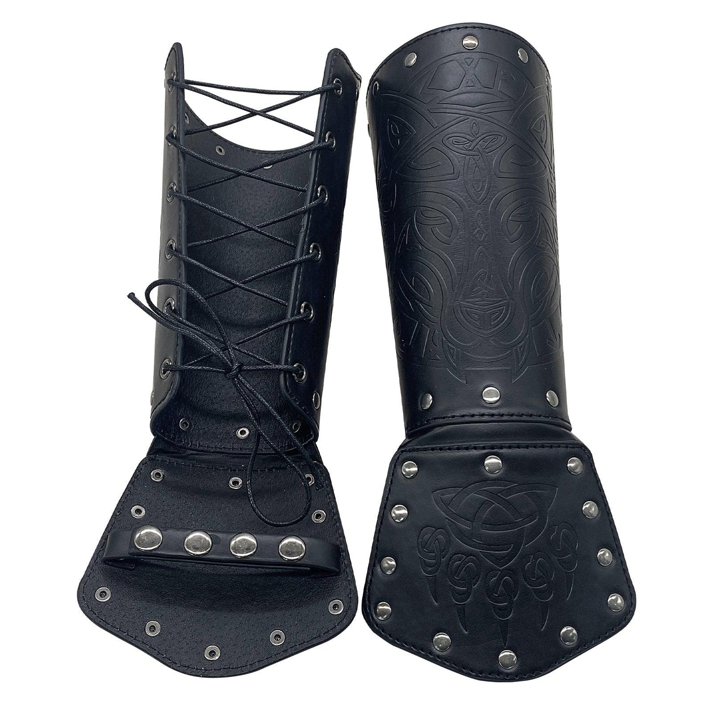 HiiFeuer Viking Fenrir Gauntlet, Medieval Faux Leather Arm Armor Knight Bracer, LARP Halloween Costume