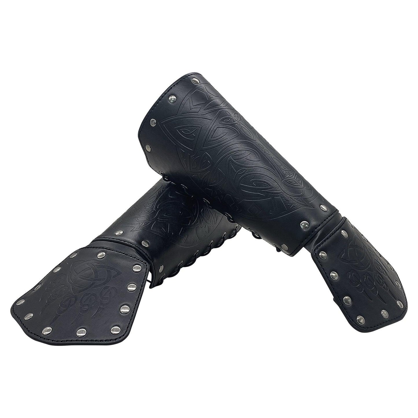 HiiFeuer Viking Fenrir Gauntlet, Medieval Faux Leather Arm Armor Knight Bracer, LARP Halloween Costume