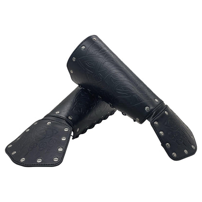 HiiFeuer Viking Fenrir Gauntlet, Medieval Faux Leather Arm Armor Knight Bracer, LARP Halloween Costume