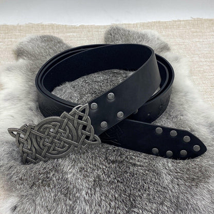 HiiFeuer Viking Embossed Buckle Belt, Nordic Faux Leather Knight Belt, Retro Medieval Warrior Belt for LARP Cosplay Halloween