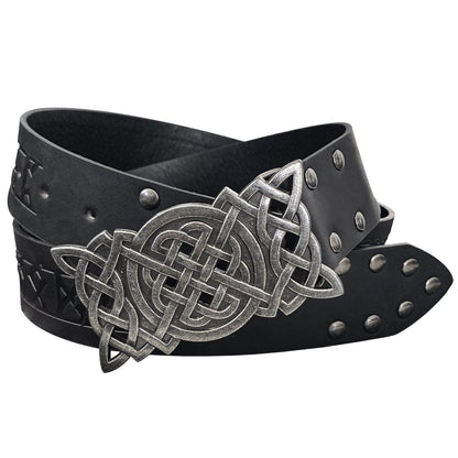 HiiFeuer Viking Embossed Buckle Belt, Nordic Faux Leather Knight Belt, Retro Medieval Warrior Belt for LARP Cosplay Halloween